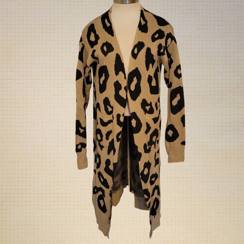 Leopard Print Open Front Longline Cardigan Goodni… - image 1